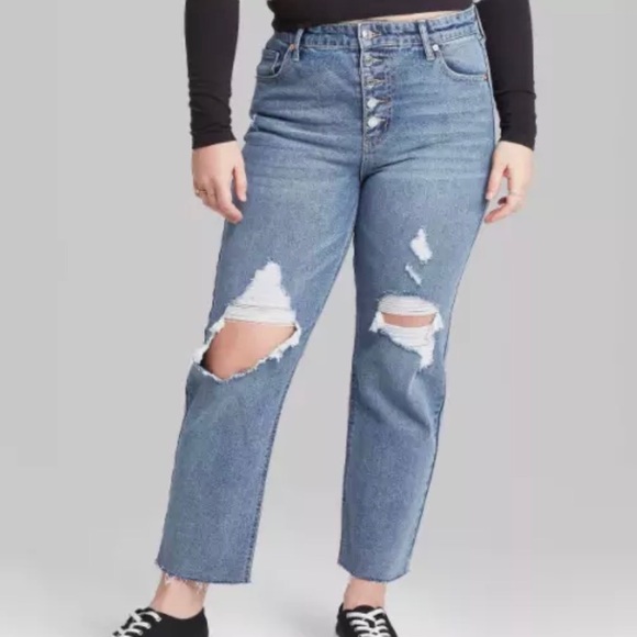 wild fable Denim - Women's High-Rise Distressed Ankle Length Jeans
